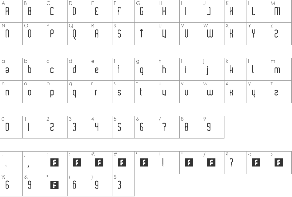 Prog font character map preview