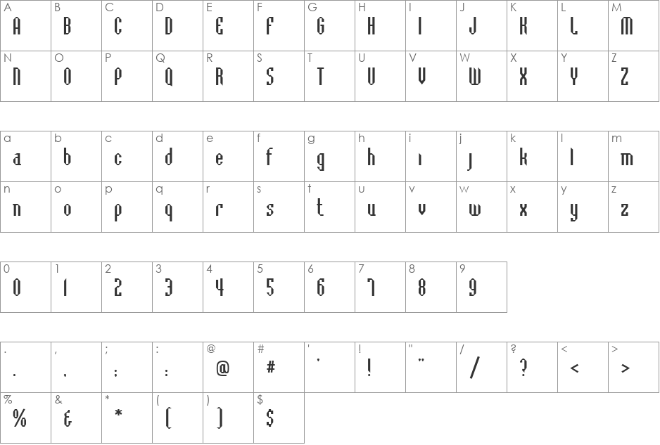 Baccus Bevel font character map preview