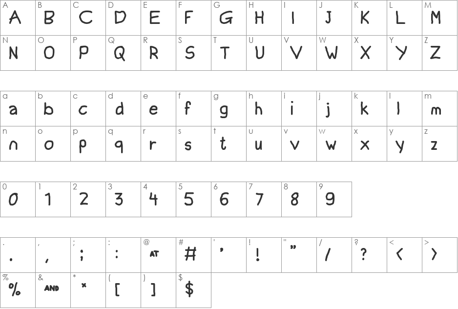 Progandae font character map preview