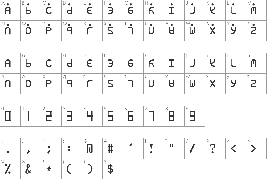 Programmer Font font character map preview