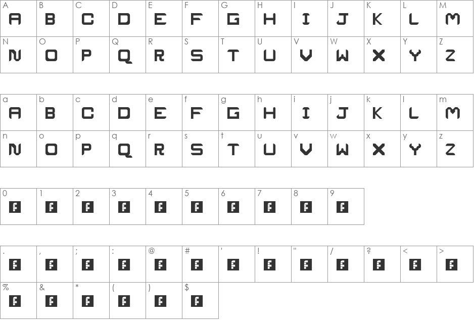 ProJecT font character map preview