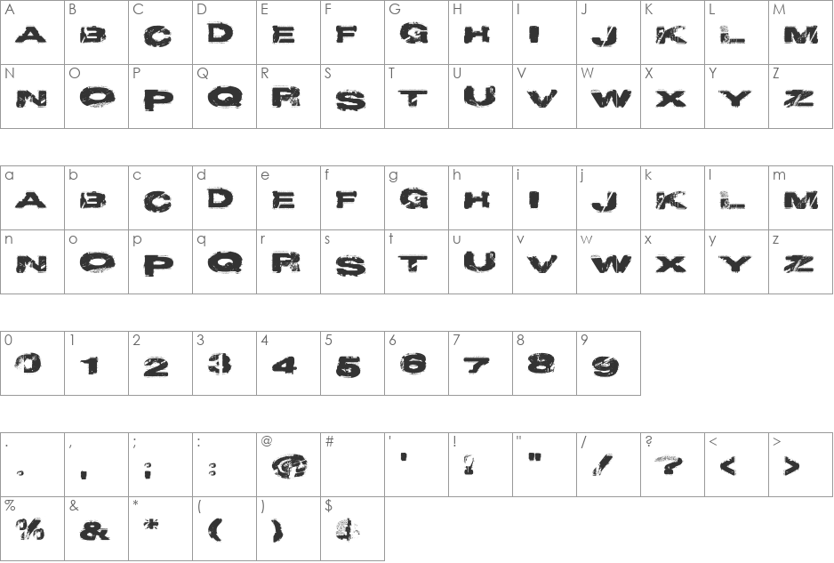 Project Y font character map preview