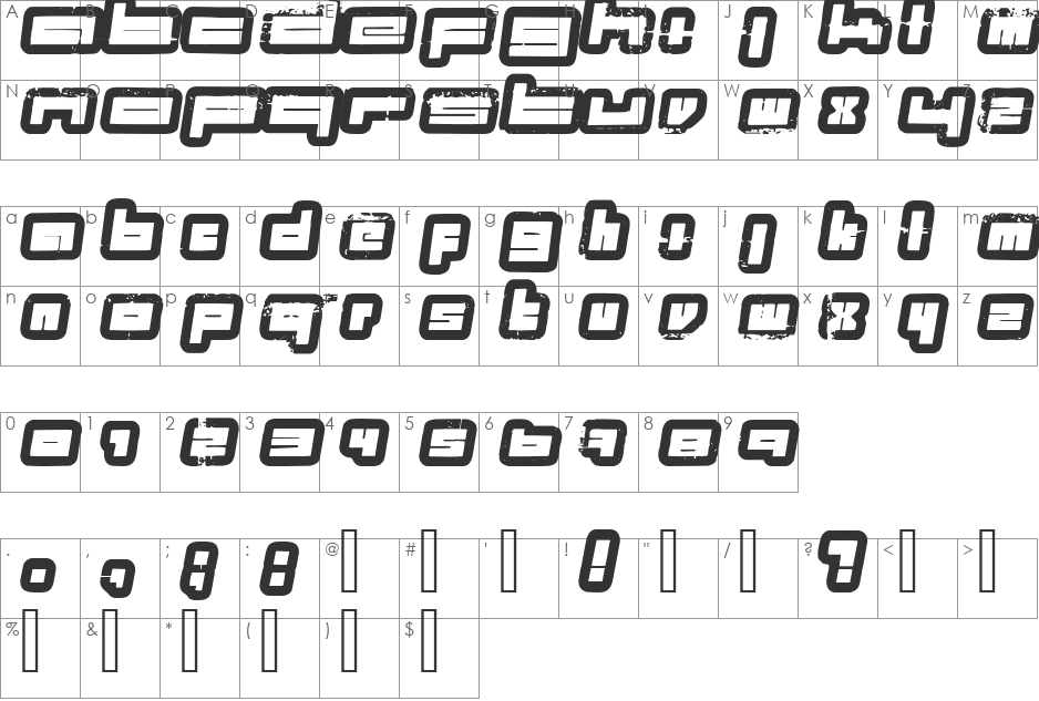 projects font character map preview