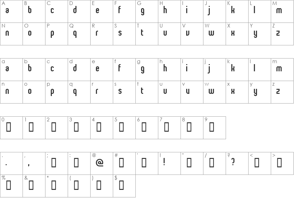 proletarian (beta) font character map preview