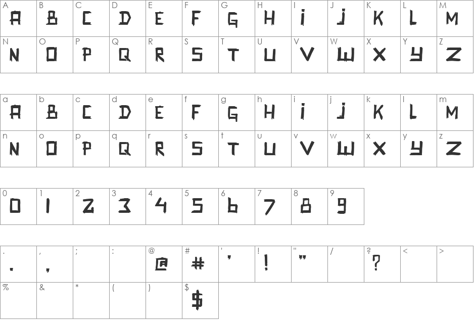 Promenadenmischung font character map preview