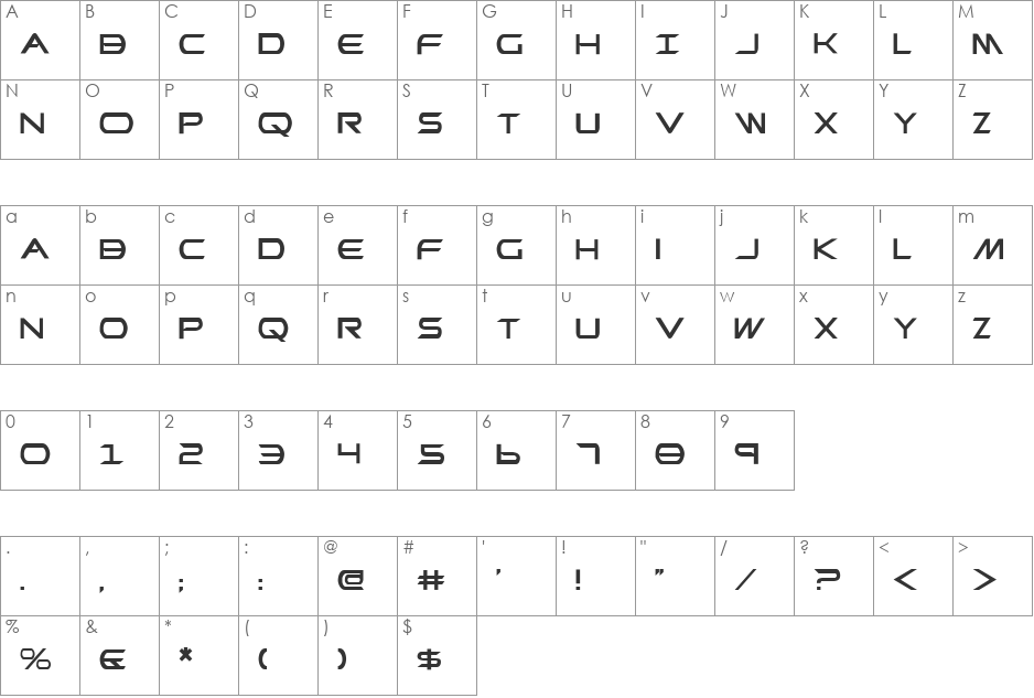 Promethean font character map preview