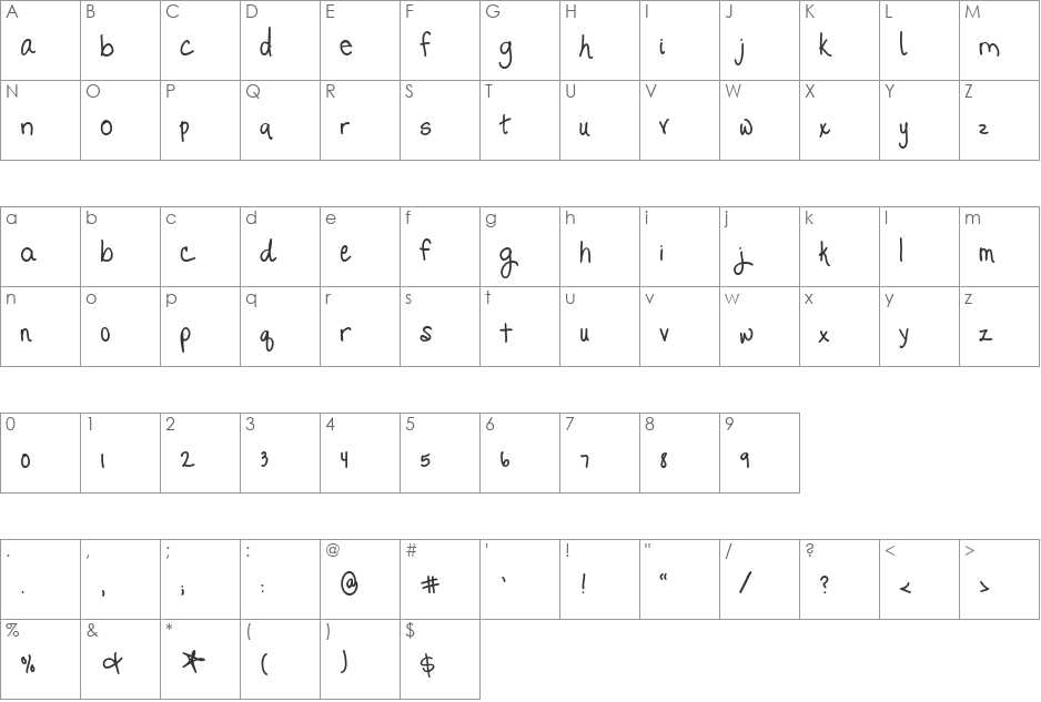 Promised Freedom font character map preview