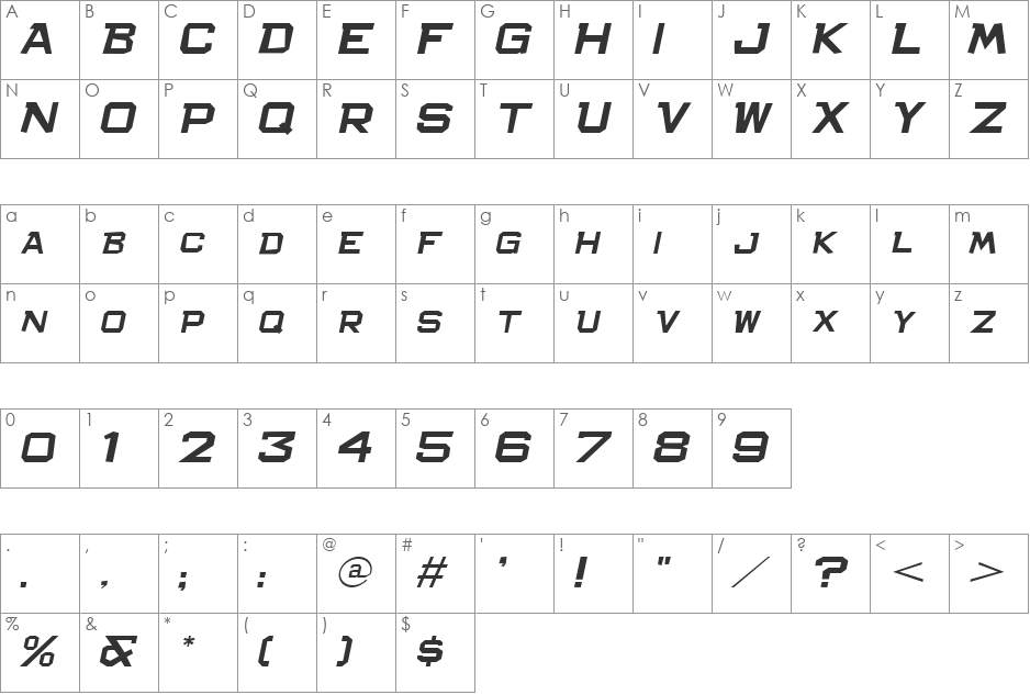 Bachelor Pad Expended JL font character map preview