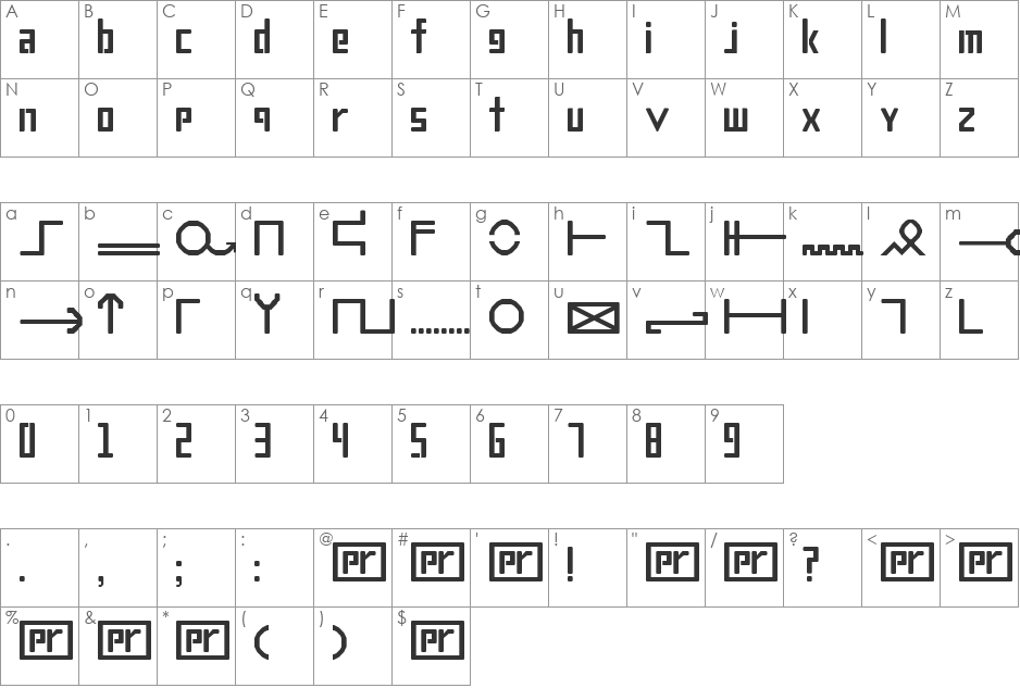 Proofreader font character map preview