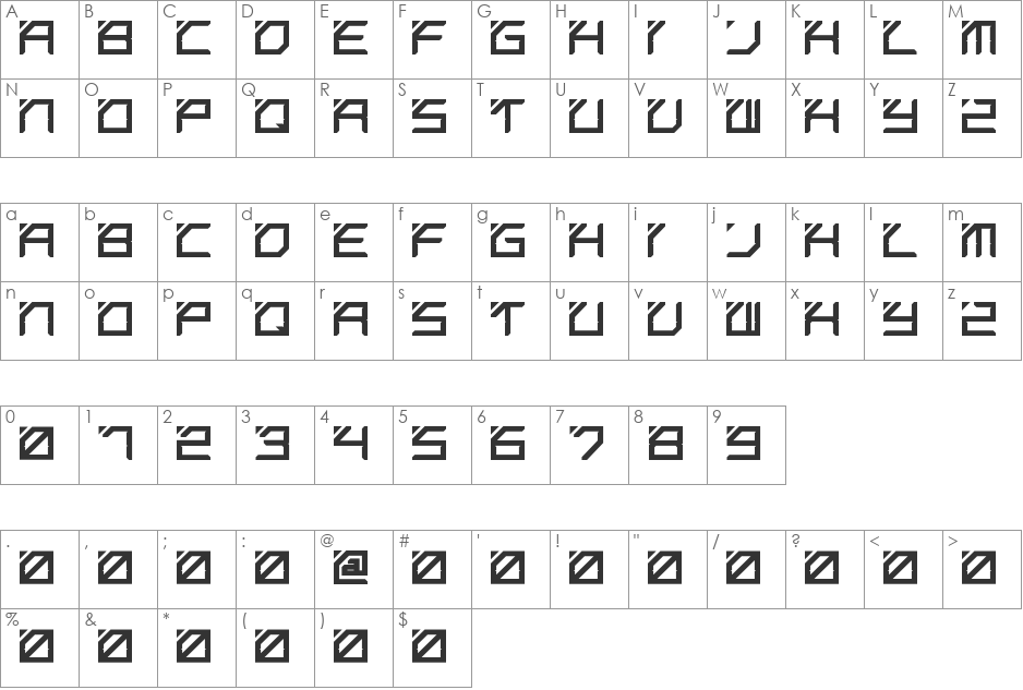 Prophet font character map preview