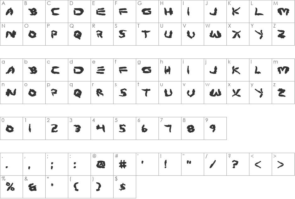 Protoplasm Bold font character map preview
