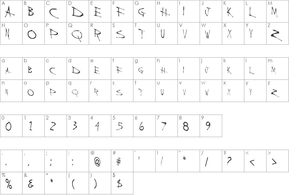 Back font character map preview