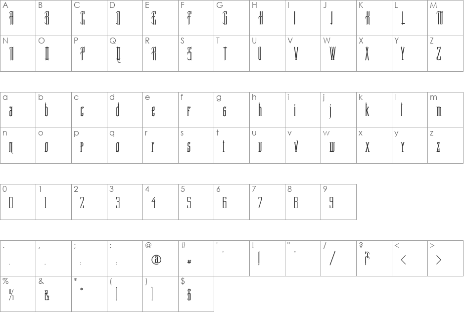 ProvidenceRI font character map preview