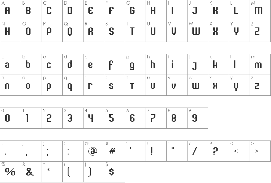 PRST_S font character map preview
