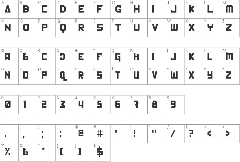 Back In The USSR DL font character map preview