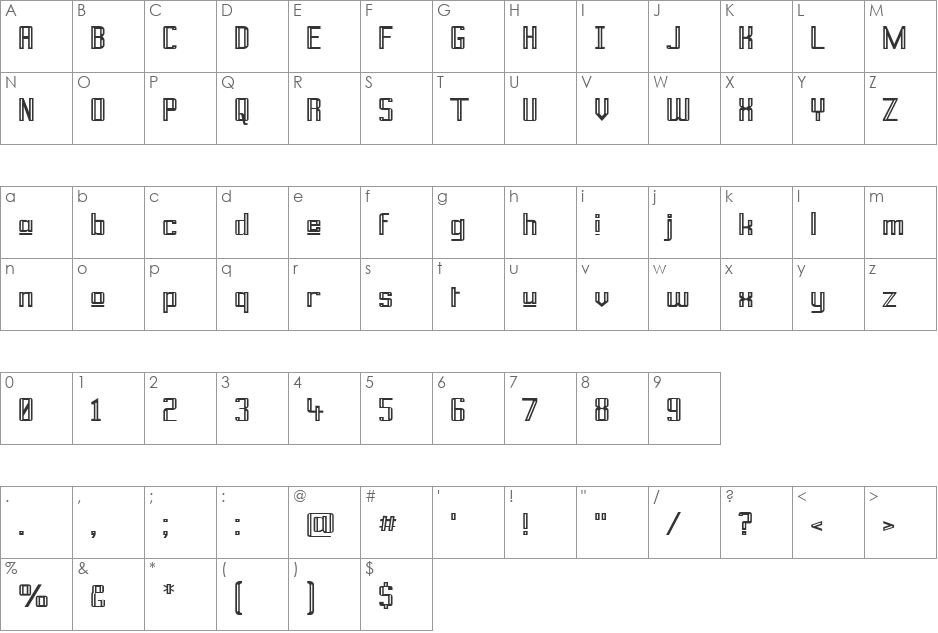 Prussian Brew Upper font character map preview