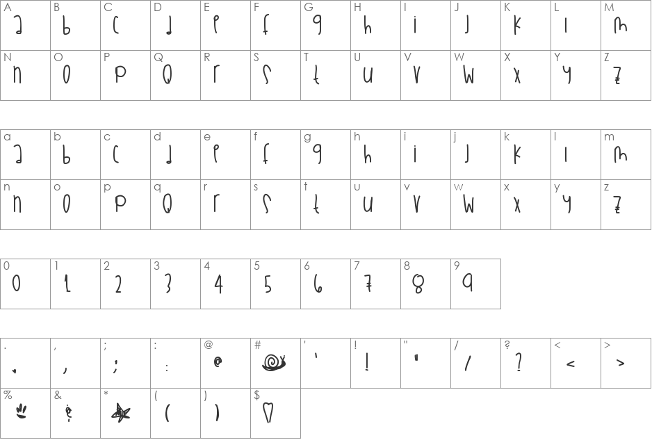 Psalm71 font character map preview