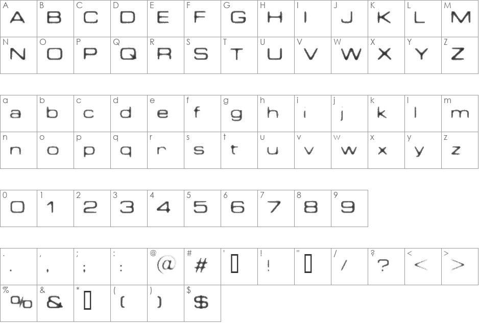 PSEUDO font character map preview
