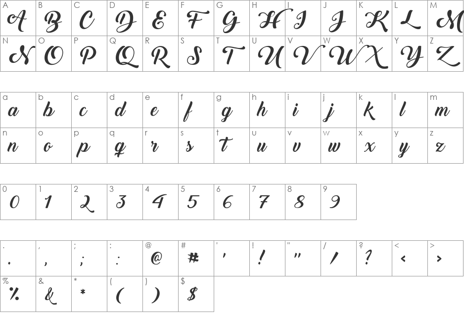 Back to Black Demo font character map preview