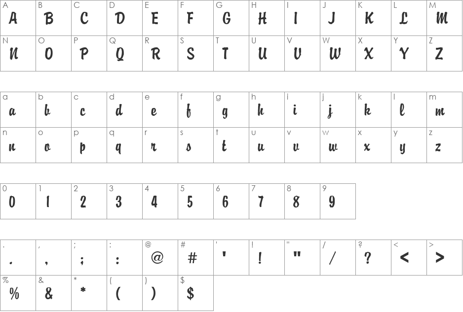 PT Dog-ear font character map preview