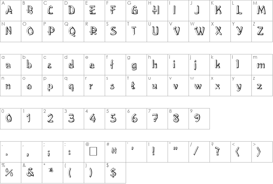 PT Masking Tape font character map preview