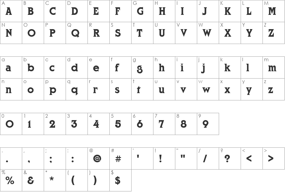 PT Mercury font character map preview