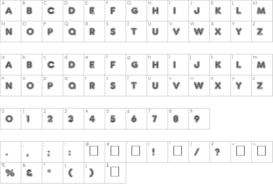 PT Schoolhouse Inline font character map preview