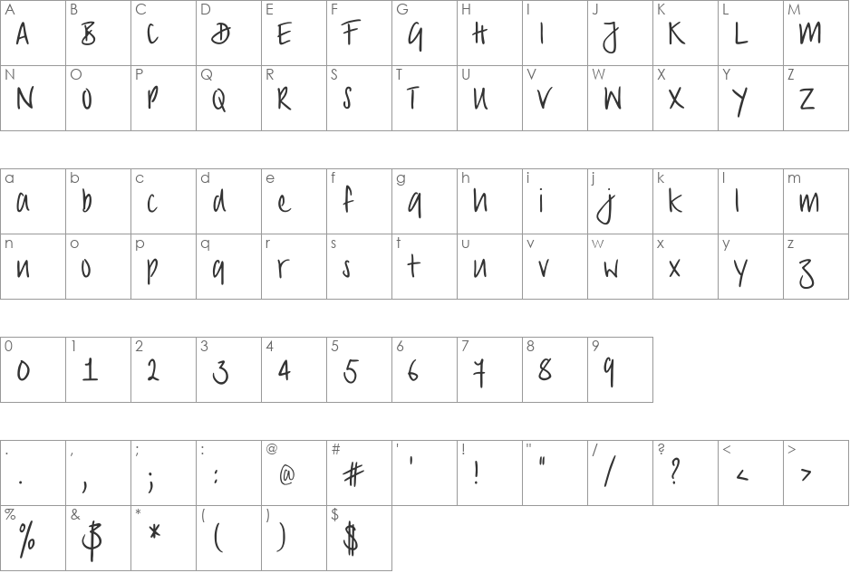 PT Script (Unreg.) Sirocco font character map preview