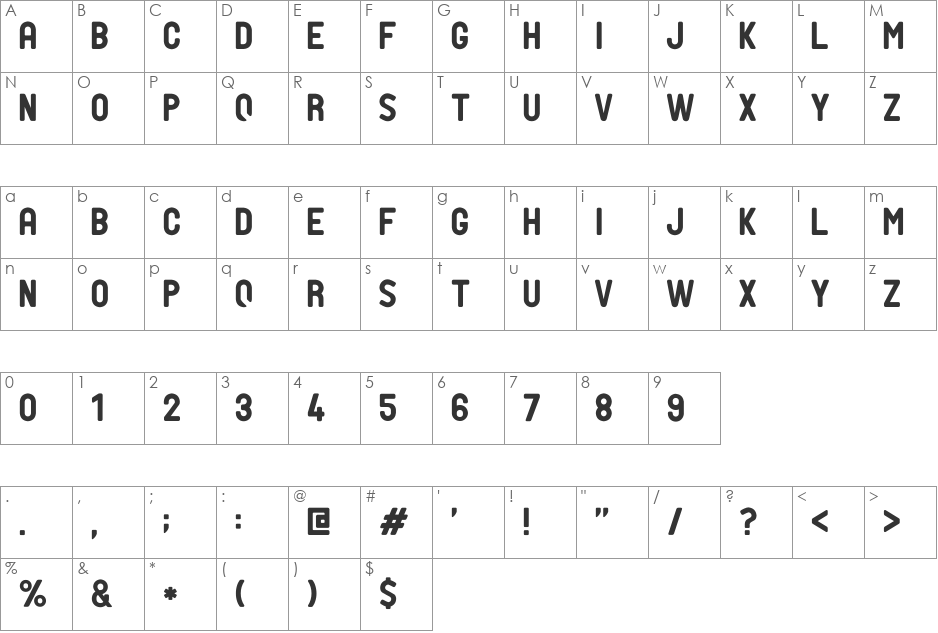 PTF NORDIC Rnd font character map preview