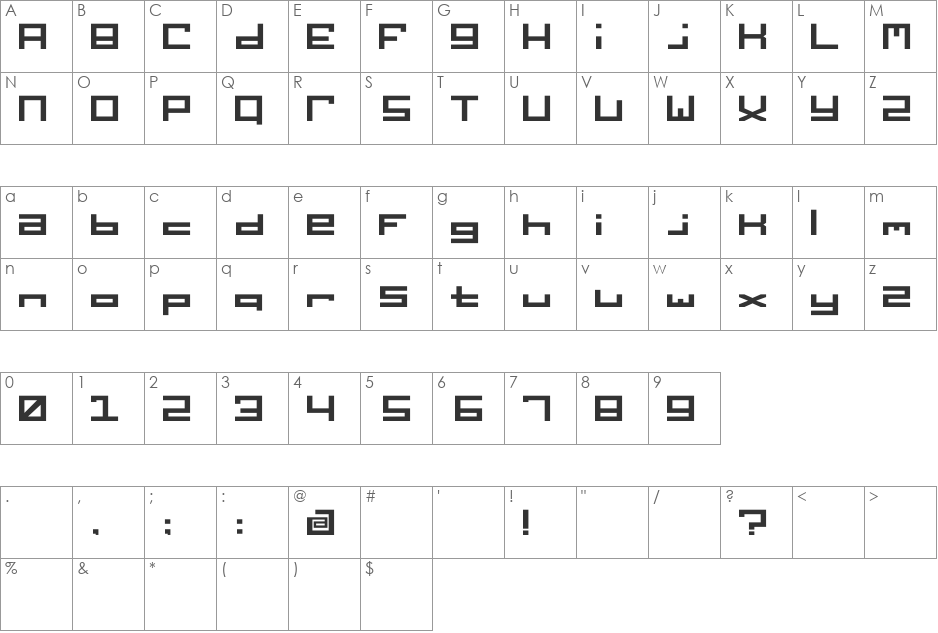 Public Nation font character map preview