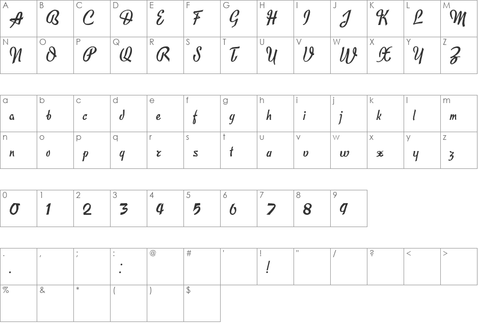 Publicite font character map preview