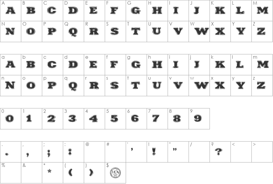 Puchakhon RAIN font character map preview