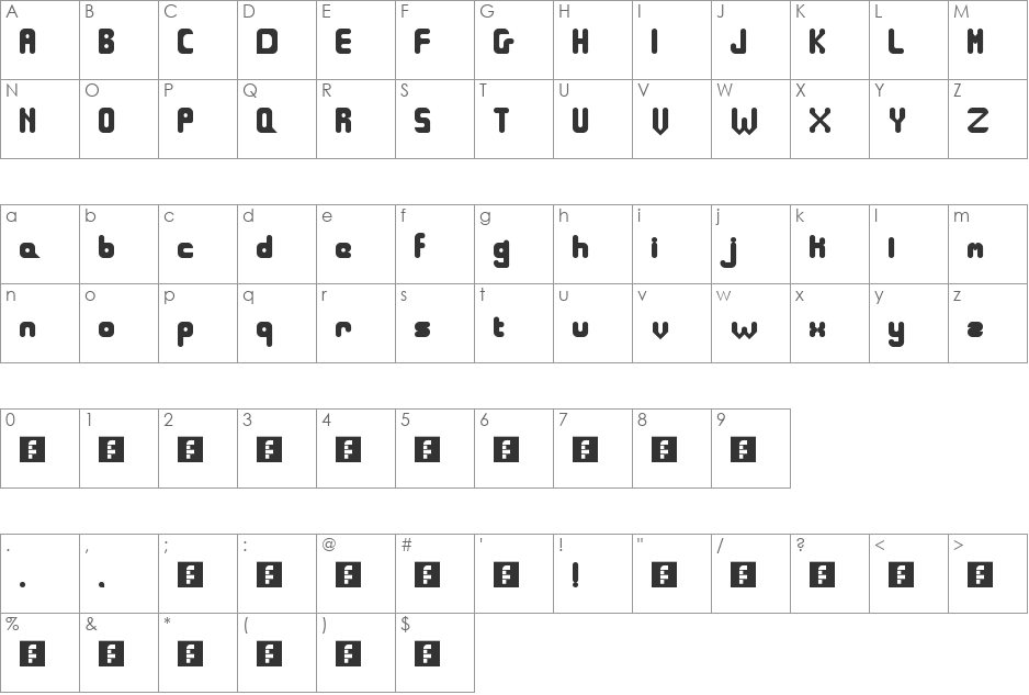 Puff font character map preview