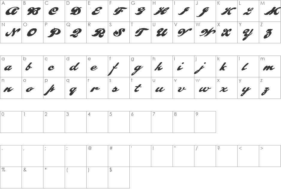 Pullman  Demo font character map preview