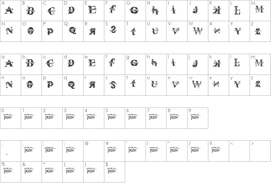 pulse sans font character map preview