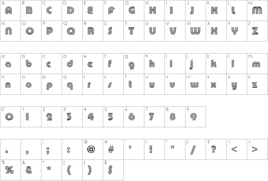 PumpkinDB font character map preview