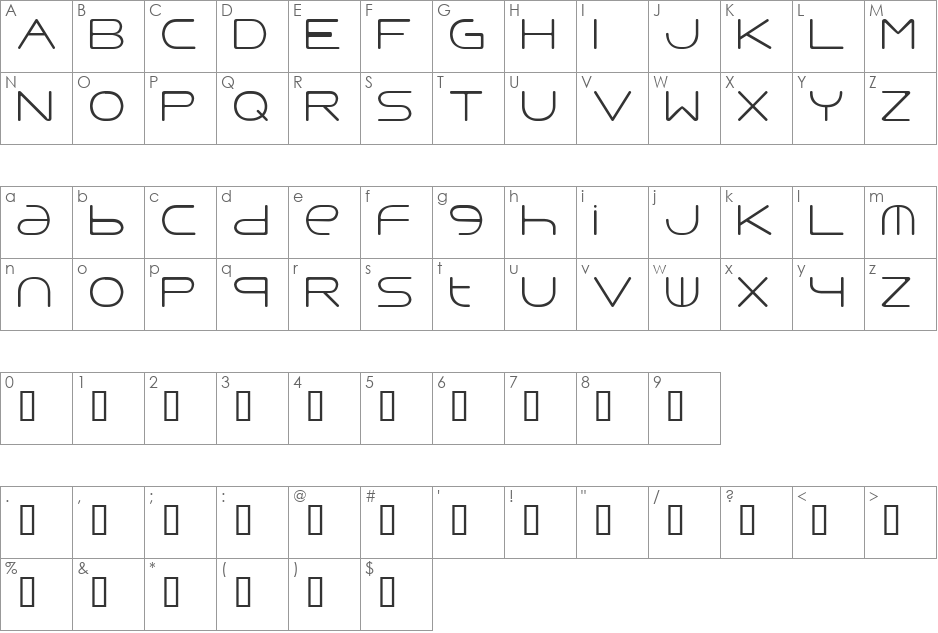 Punavuori 00150 font character map preview
