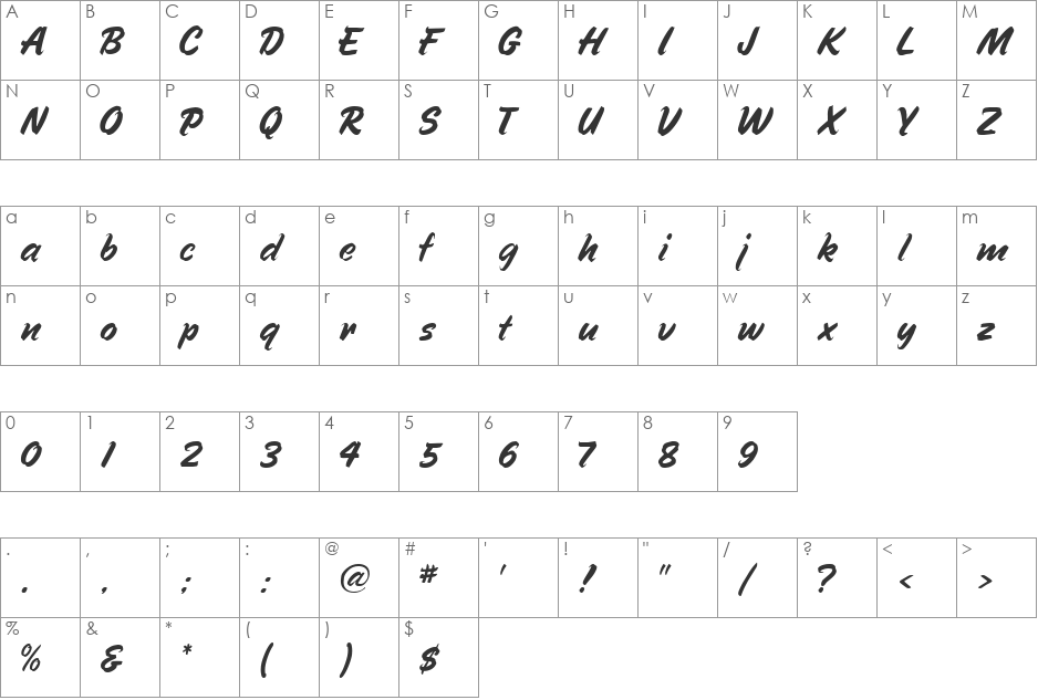 Punchline font character map preview