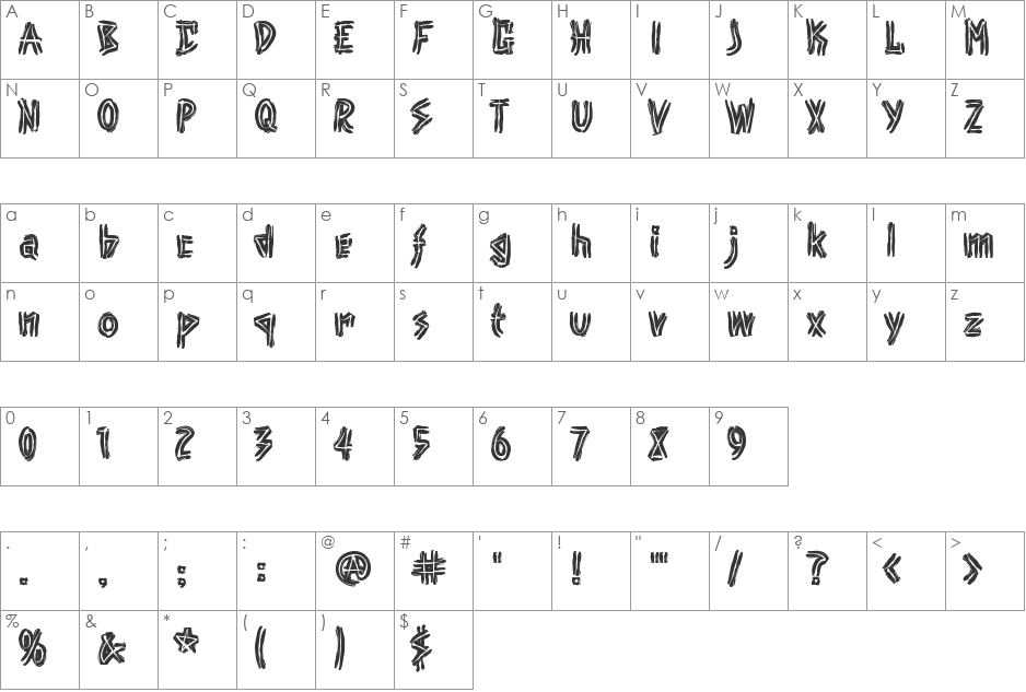 Punk font character map preview