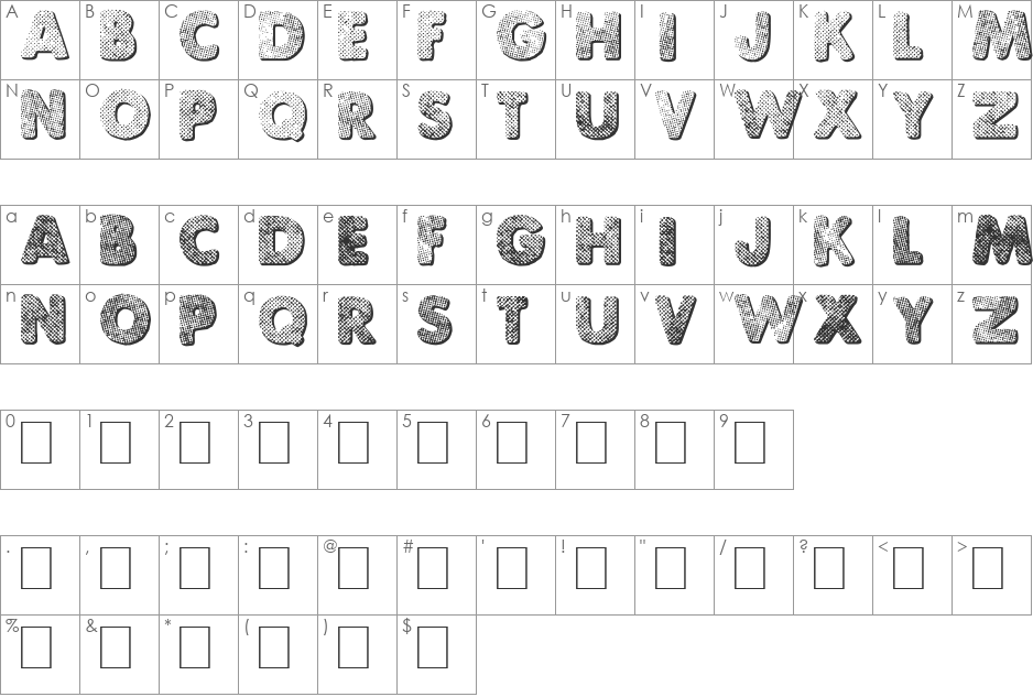 Punk Dots font character map preview