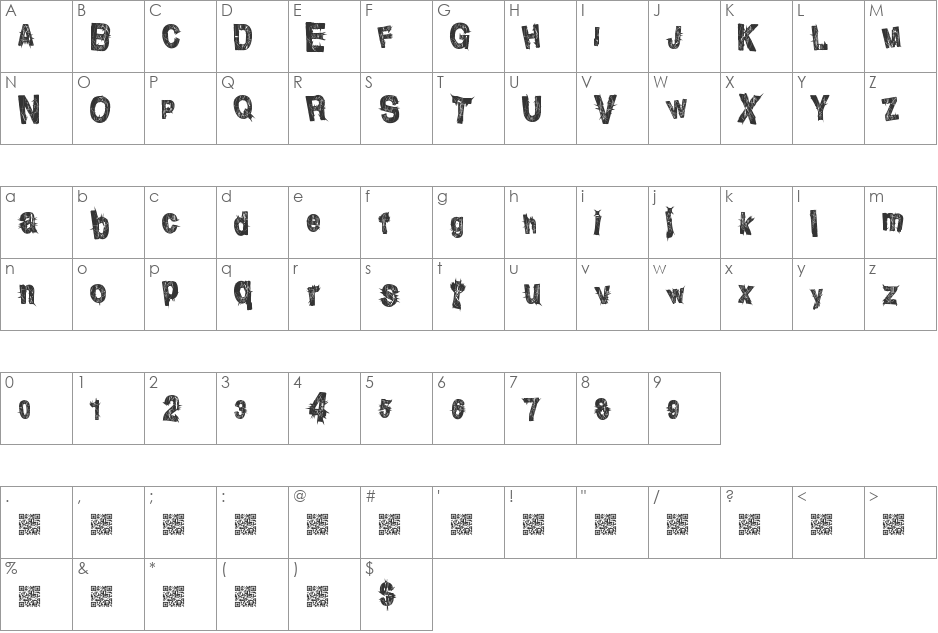 PunkInside font character map preview