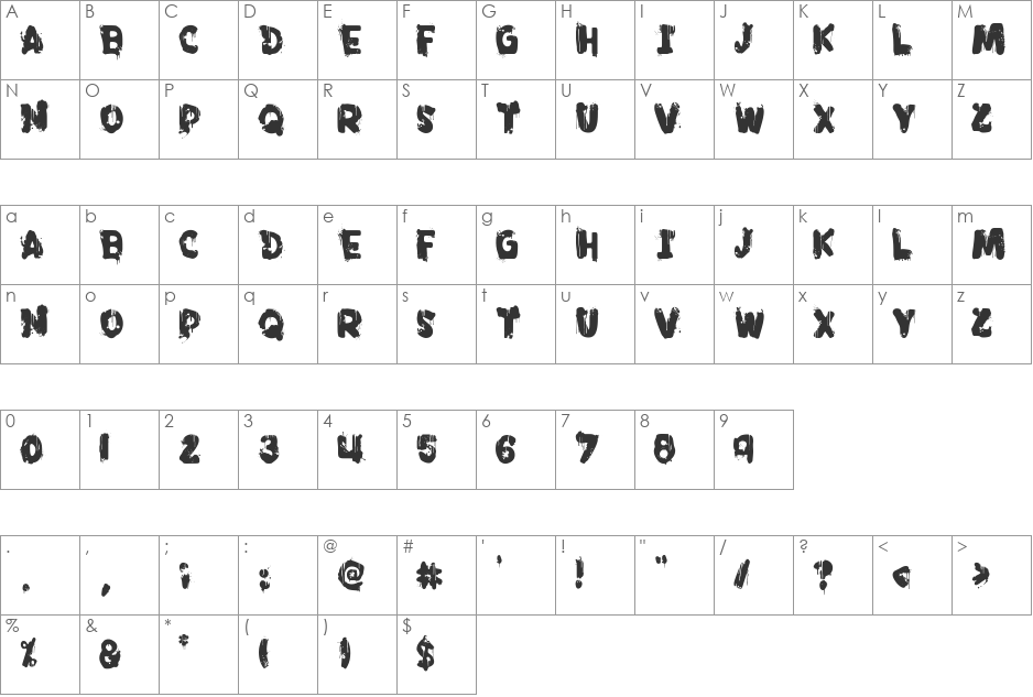 PunkLand font character map preview