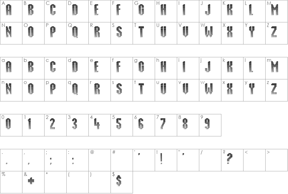 Punktum font character map preview