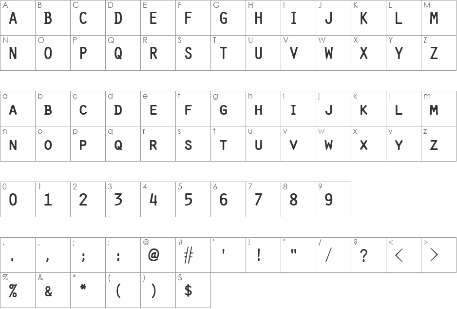 Pure font character map preview