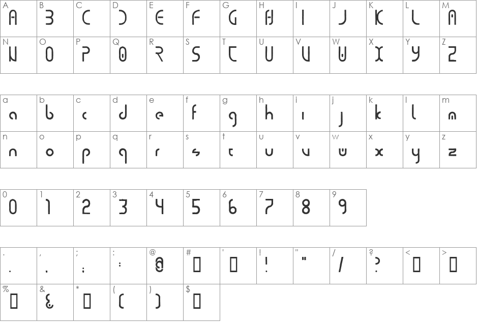 purecircles font character map preview