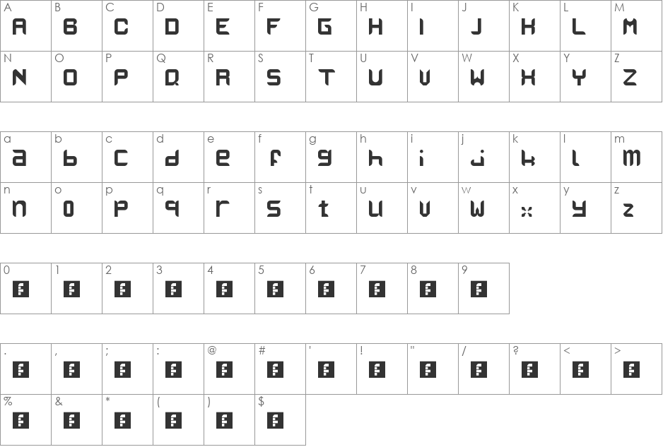 Purely Clean font character map preview