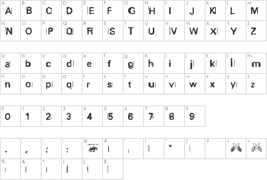 purge font character map preview