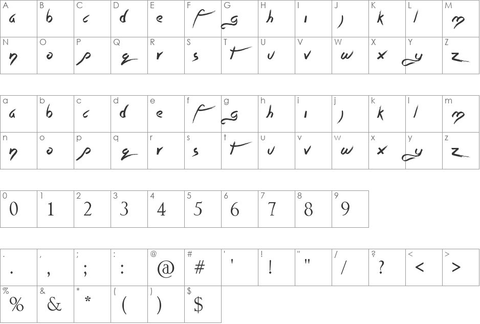 put em up font character map preview