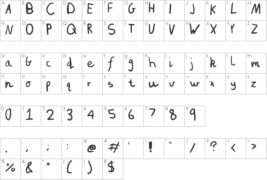Put It In The Box! font character map preview