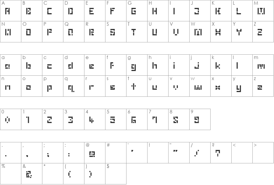 Puzzle font character map preview